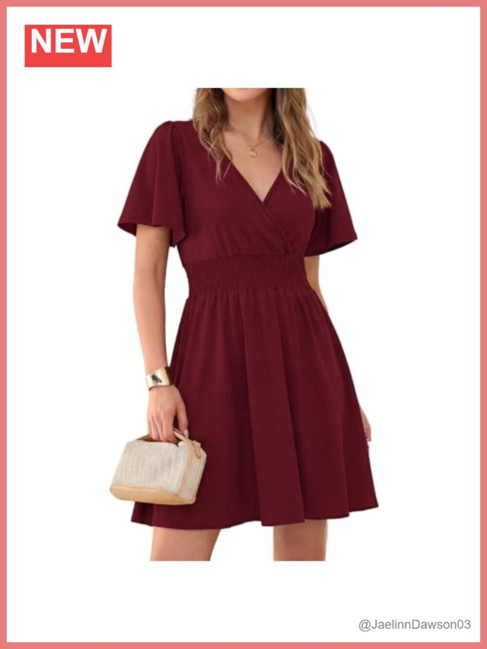 Women's Wrap V-Neck Ruffle Short Sleeve Flowy A-Line Dress Summer